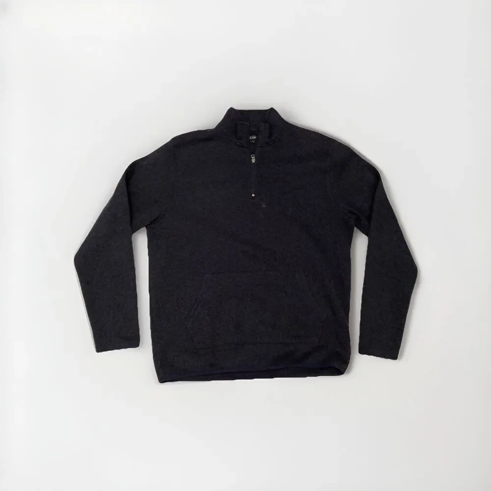 J Crew Mercantile Quarter Zip Size XL Heathered Mock Neck Kangaroo Pouch Preppy